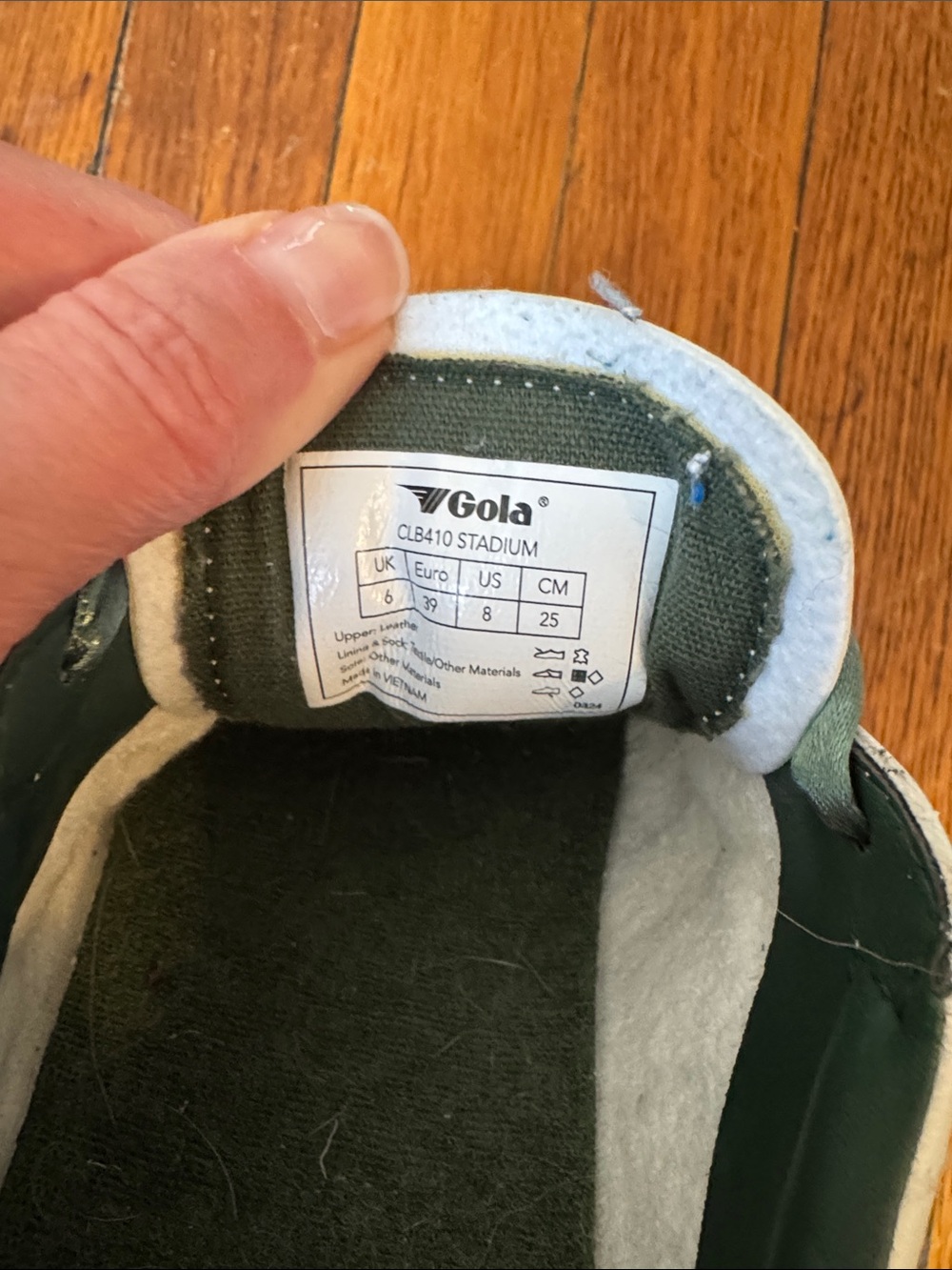 Gola White Sneakers with Dark Green Details, size 8 - Picture 6 of 6